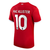 Liverpool Nike Home Stadium Shirt - 2023-24 with Mac Allister 10 printing - Kit Captain