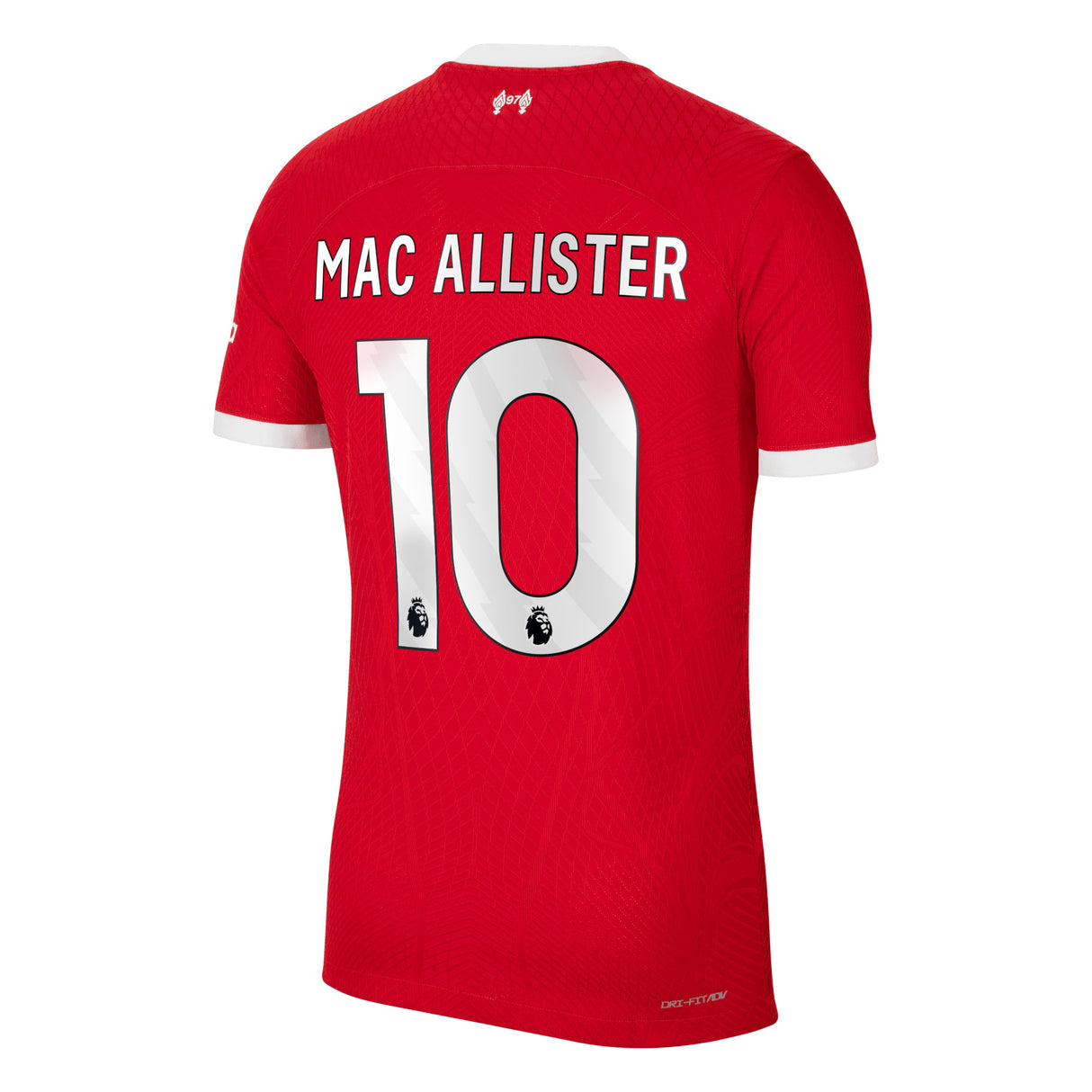 Liverpool Nike Home Dri Fit Adv Match Shirt - 2023-24 with Mac Allister 10 printing - Kit Captain