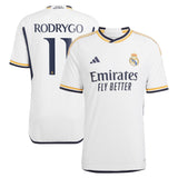 Real Madrid adidas Home Authentic Shirt 2023-24 with Rodrygo 11 printing - Kit Captain