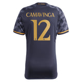 Real Madrid adidas Away Shirt 2023-24 with Camavinga 12 printing