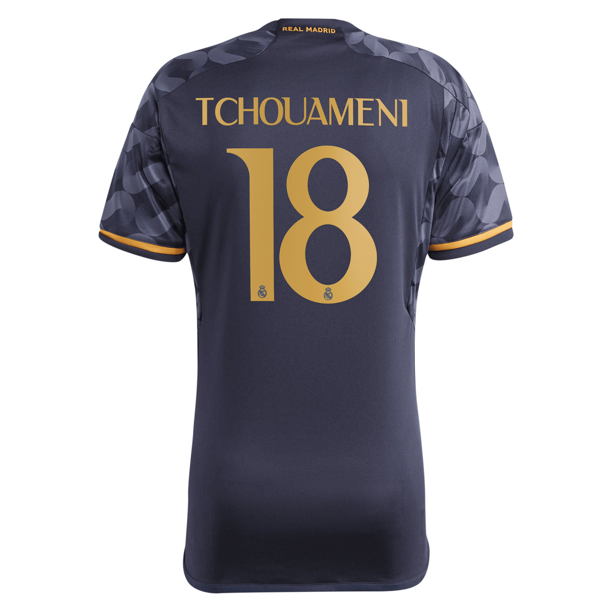 Real Madrid adidas Away Shirt 2023-24 with Tchouaméni 18 printing