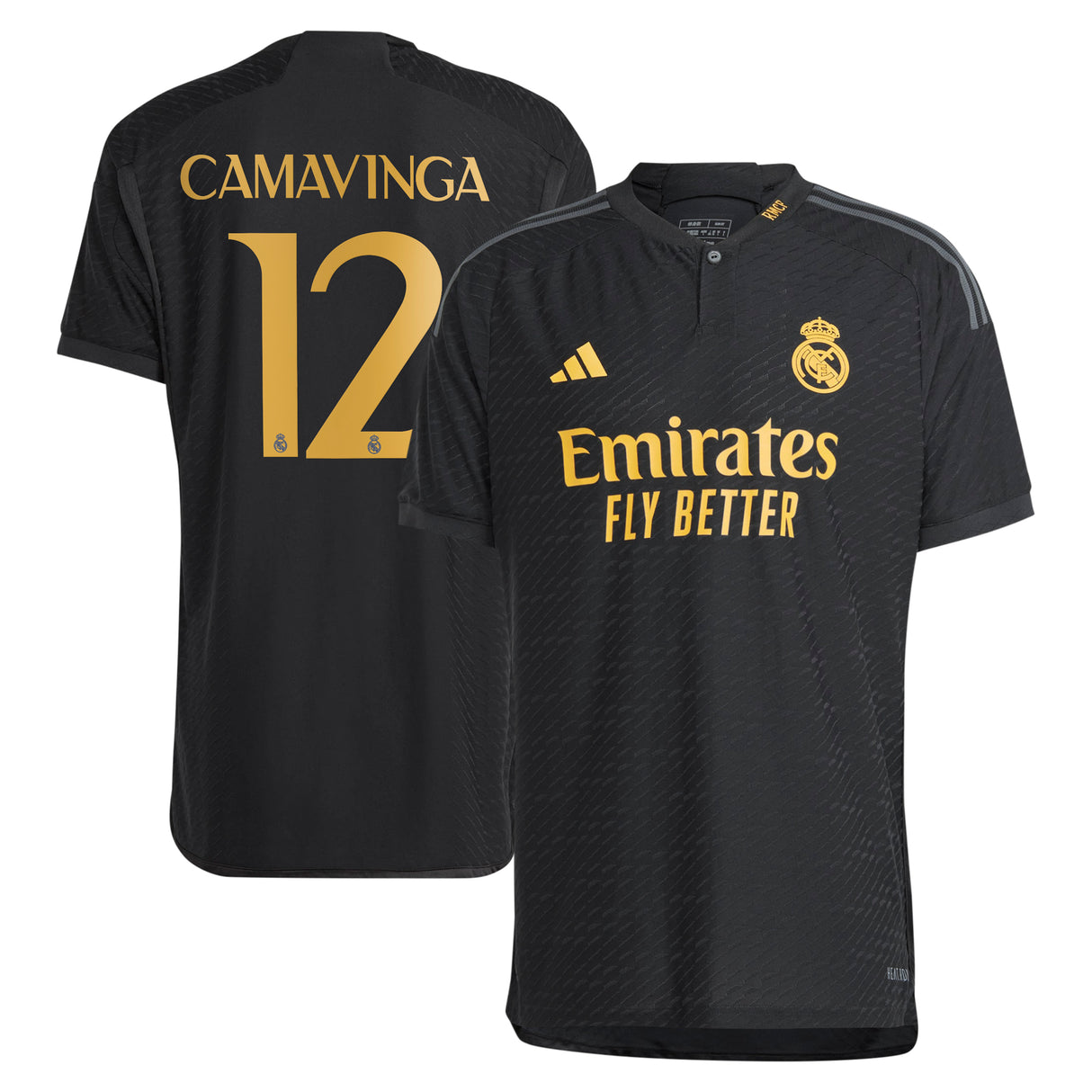 Real Madrid adidas Third Authentic Shirt 2023-24 with Camavinga 12 printing - Kit Captain