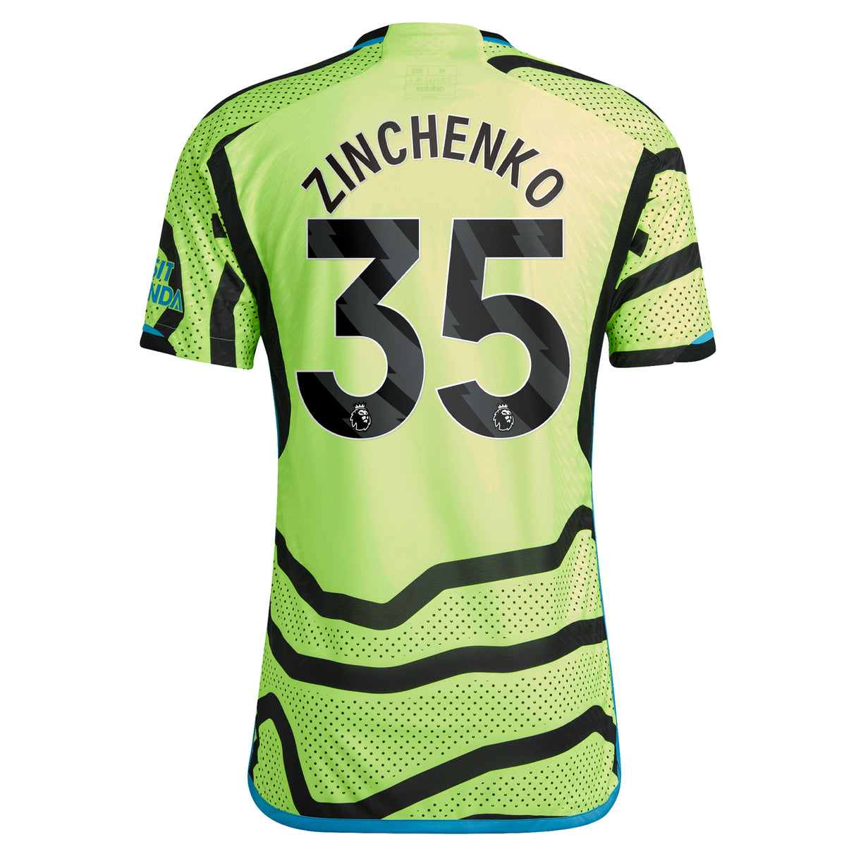 Arsenal adidas Away Authentic Shirt 2023-24 with Zinchenko 35 printing - Kit Captain