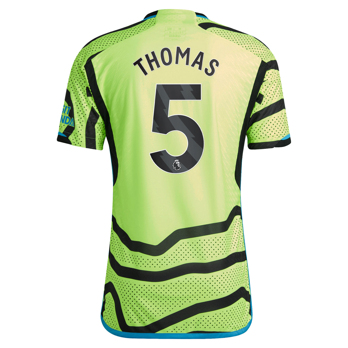 Arsenal adidas Away Authentic Shirt 2023-24 with Thomas 5 printing - Kit Captain