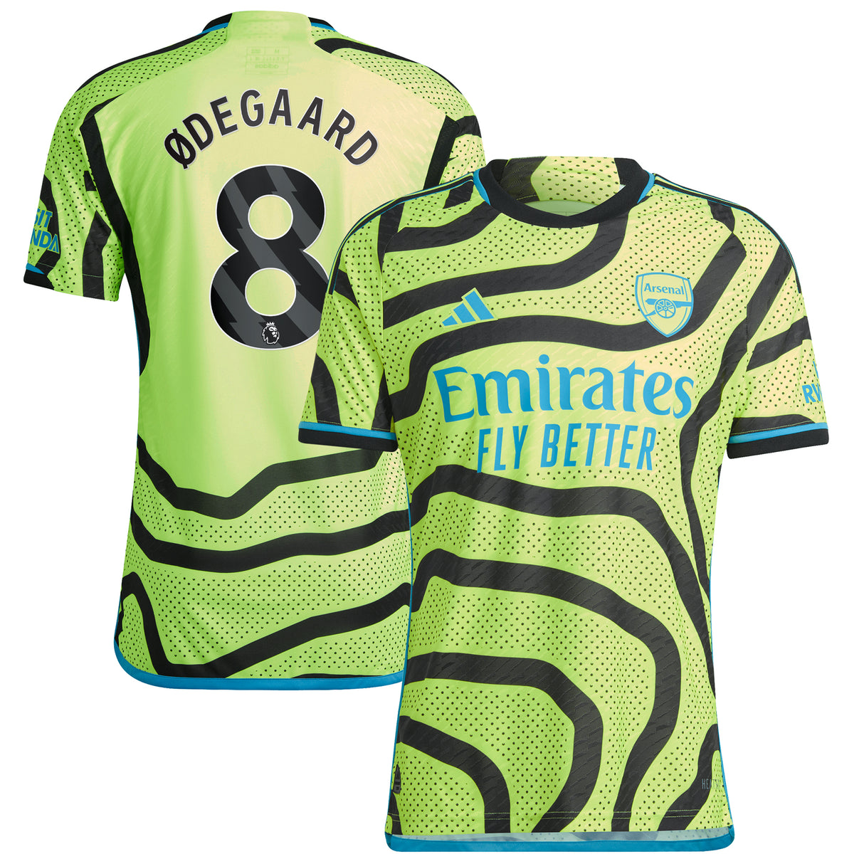 Arsenal adidas Away Authentic Shirt 2023-24 with í˜degaard 8 printing - Kit Captain