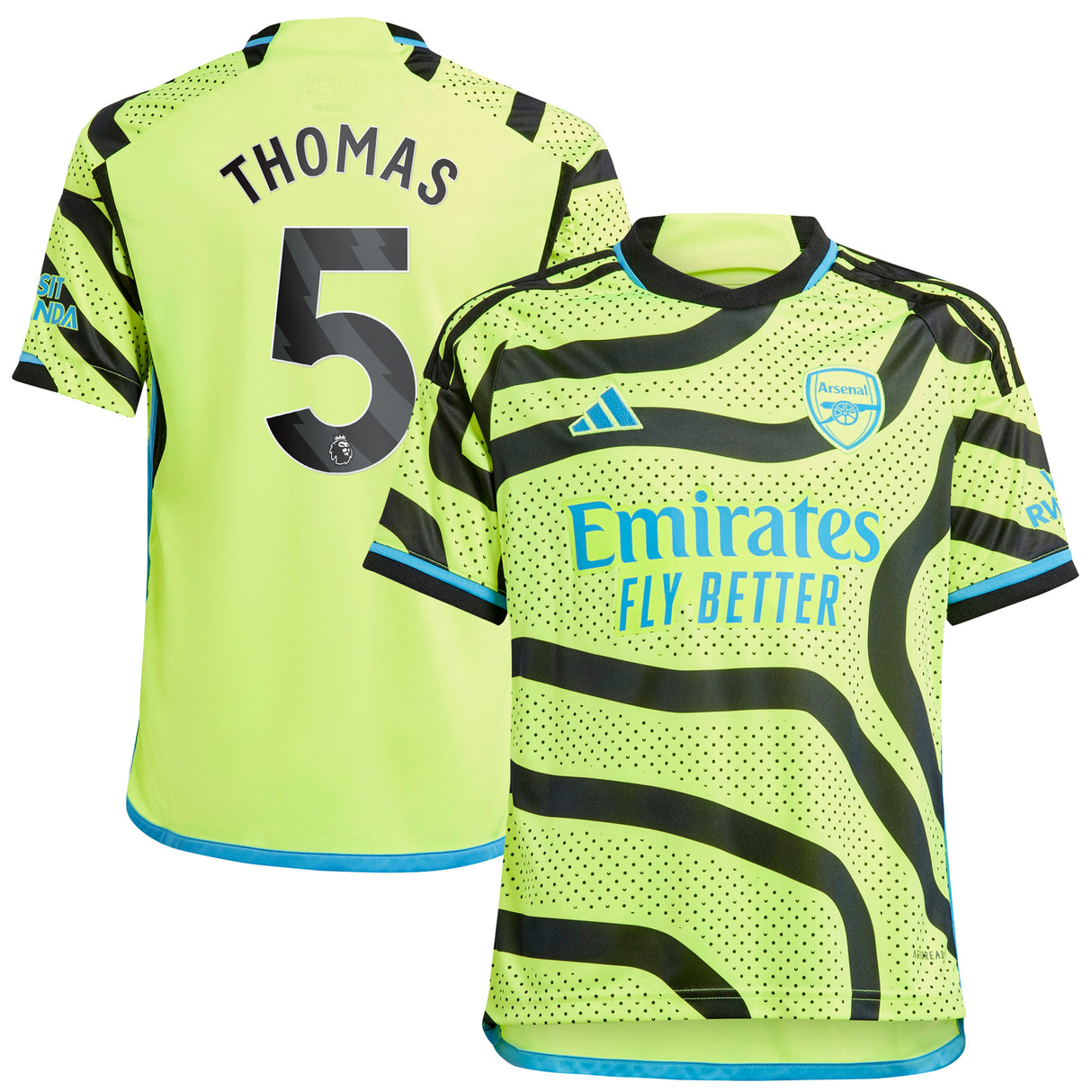 Arsenal adidas Away Shirt 2023-24 - Kids with Thomas 5 printing - Kit Captain