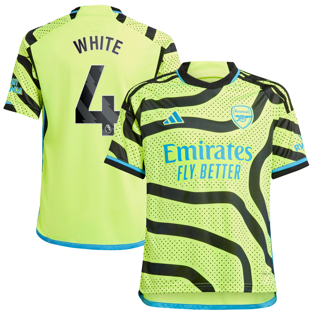 Arsenal adidas Away Shirt 2023-24 - Kids with White 4 printing - Kit Captain