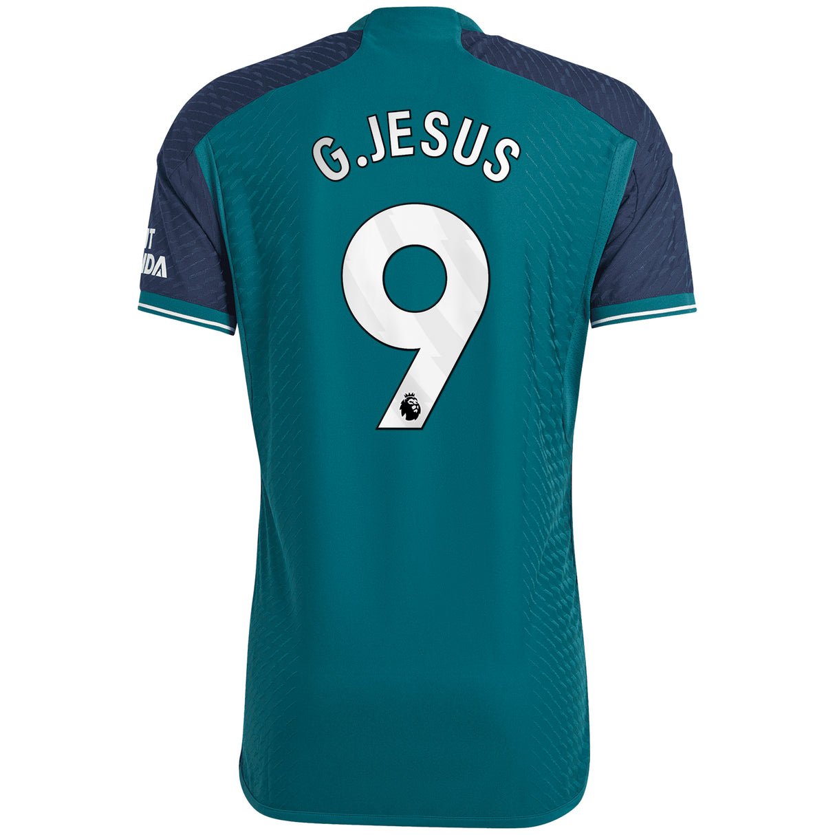 Arsenal adidas Third Authentic Shirt 2023-24 with G.Jesus 9 printing - Kit Captain