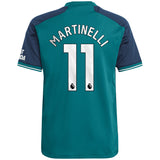 Arsenal adidas Third Shirt 2023-24 - Kids with Martinelli 11 printing - Kit Captain