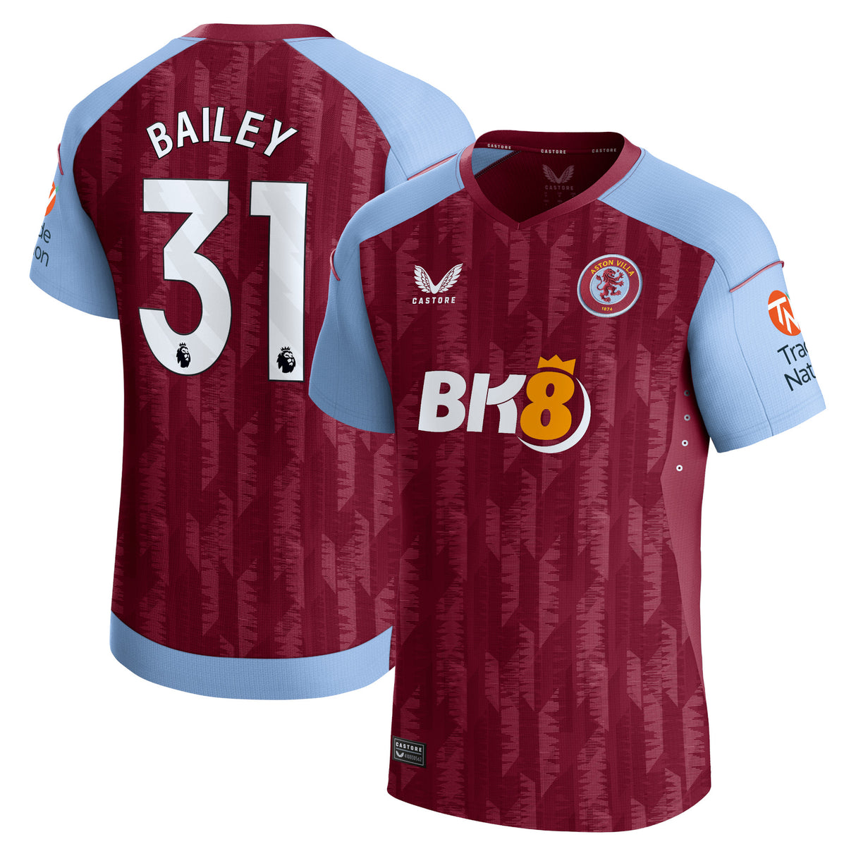 Aston Villa Castore Home Pro Shirt 2023-24 with Bailey 31 printing - Kit Captain