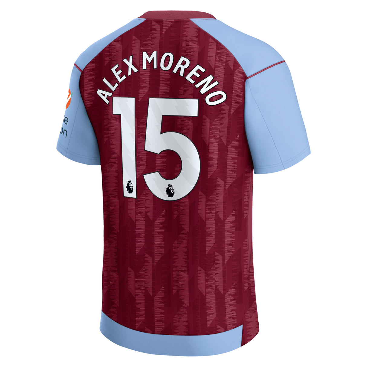 Aston Villa Castore Home Shirt 2023-24 with Alex Moreno 15 printing - Kit Captain