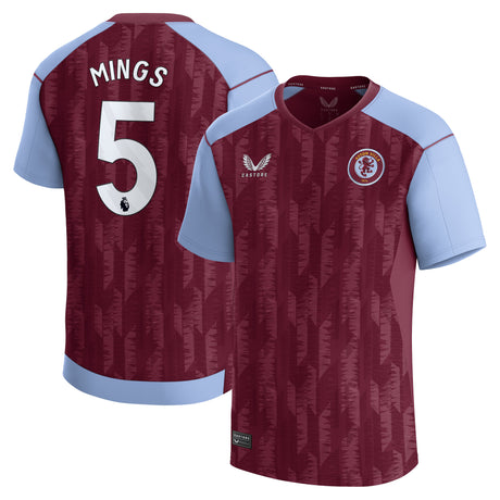 Aston Villa Castore Home Shirt 2023-24 - Kids with Mings 5 printing - Kit Captain