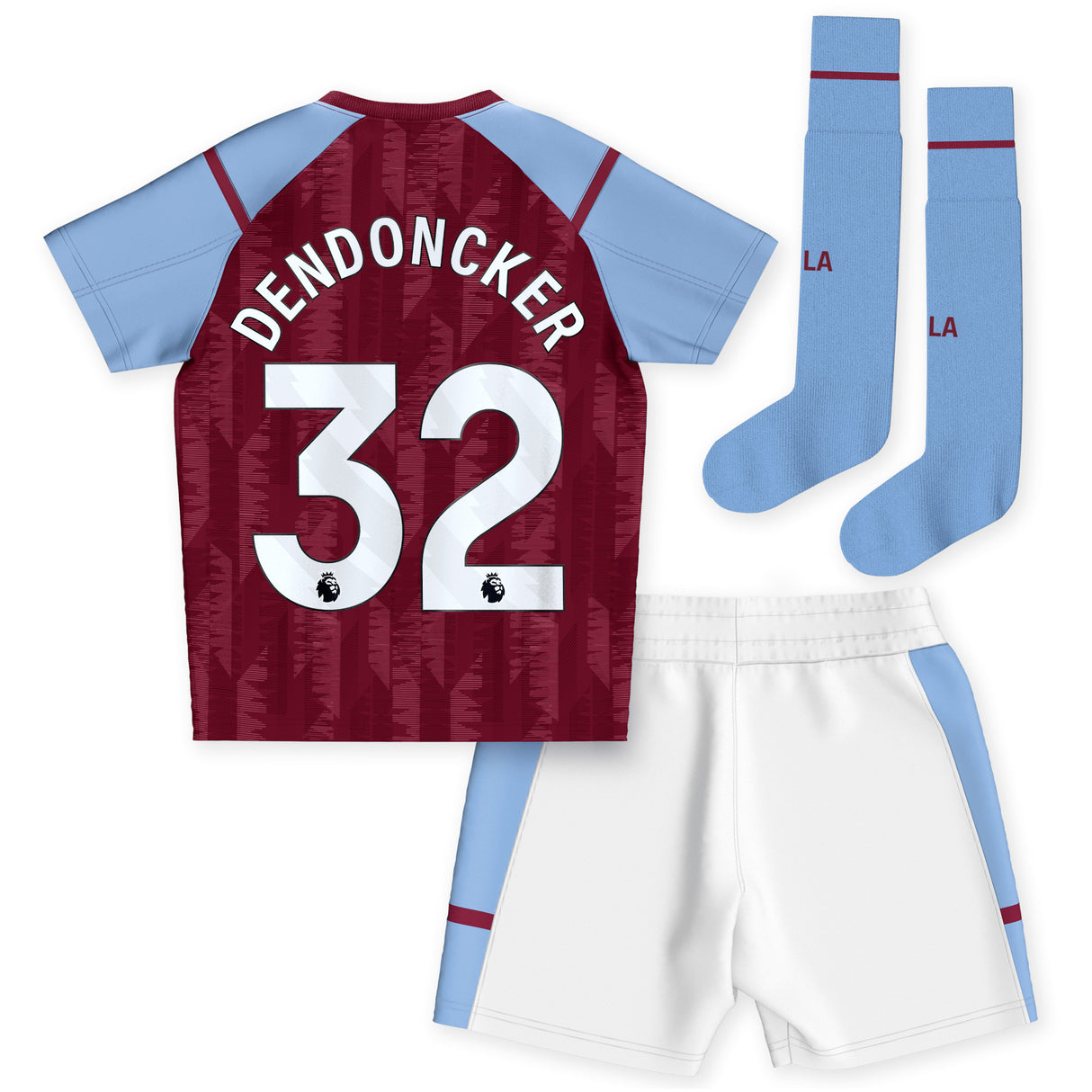 Aston Villa Castore Home Infant Kit 2023-24 with Dendoncker 32 printing - Kit Captain