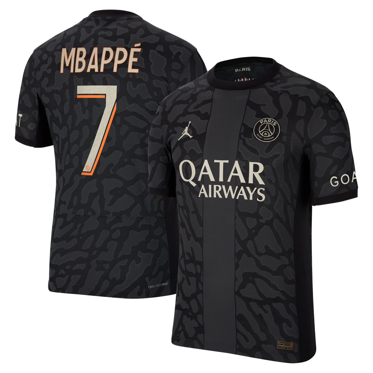 PSG x Jordan Third Dri-FIT ADV Match Shirt 2023-24 with Mbappé  7 printing - Kit Captain