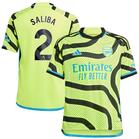 Arsenal adidas Away Shirt 2023-24 - Kids with Saliba 2 printing - Kit Captain