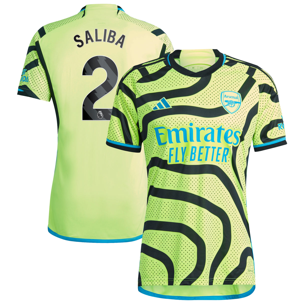 Arsenal adidas Away Shirt 2023-24 with Saliba 2 printing - Kit Captain