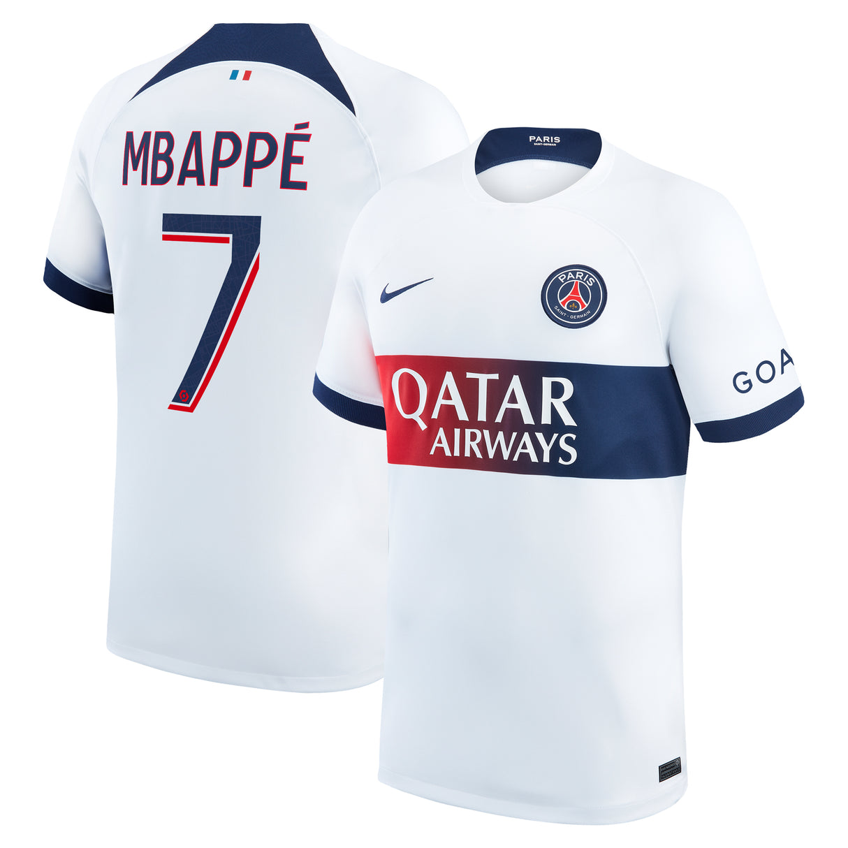 Paris Saint-Germain Nike Away Stadium Shirt 2023-24 with Mbappé 7 printing - Kit Captain