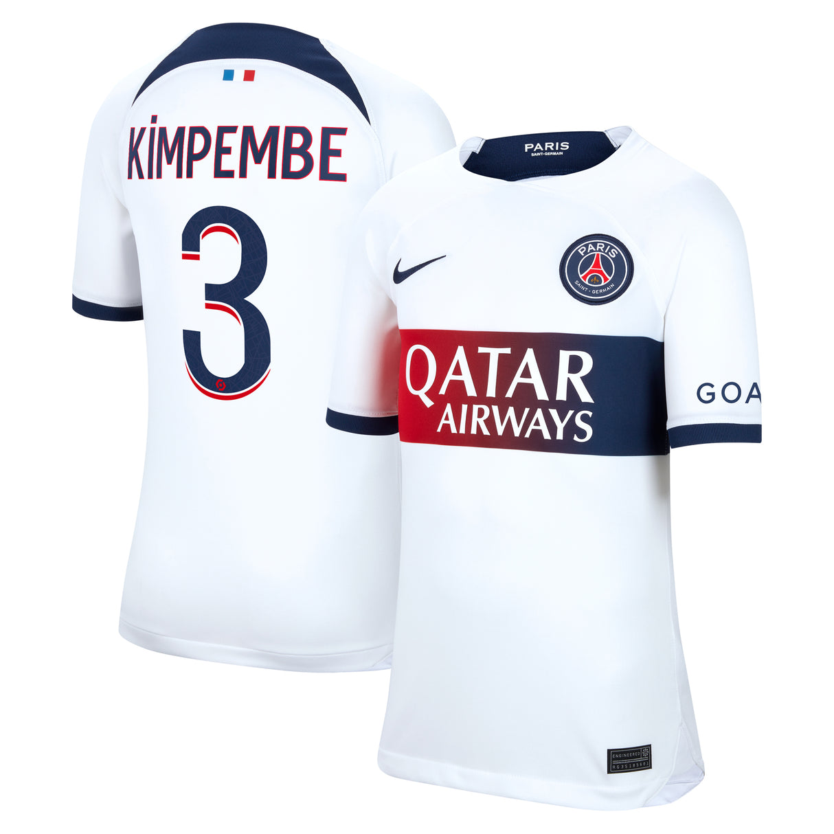 Paris Saint-Germain Nike Away Stadium Shirt 2023-24 - Kids with Kimpembe 3 printing - Kit Captain