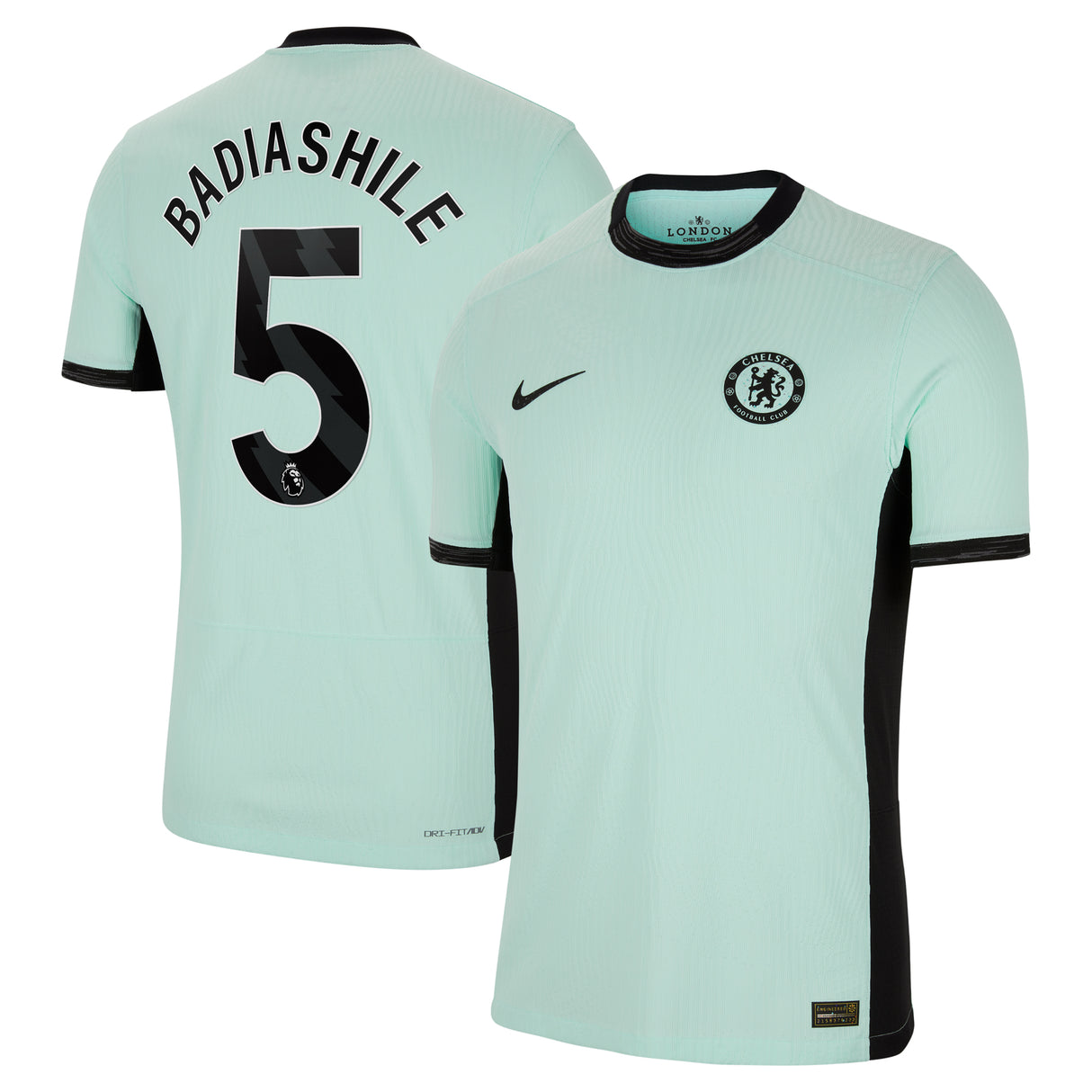 Chelsea Third Vapor Match Shirt 2023-24 with Badiashile 5 printing - Kit Captain