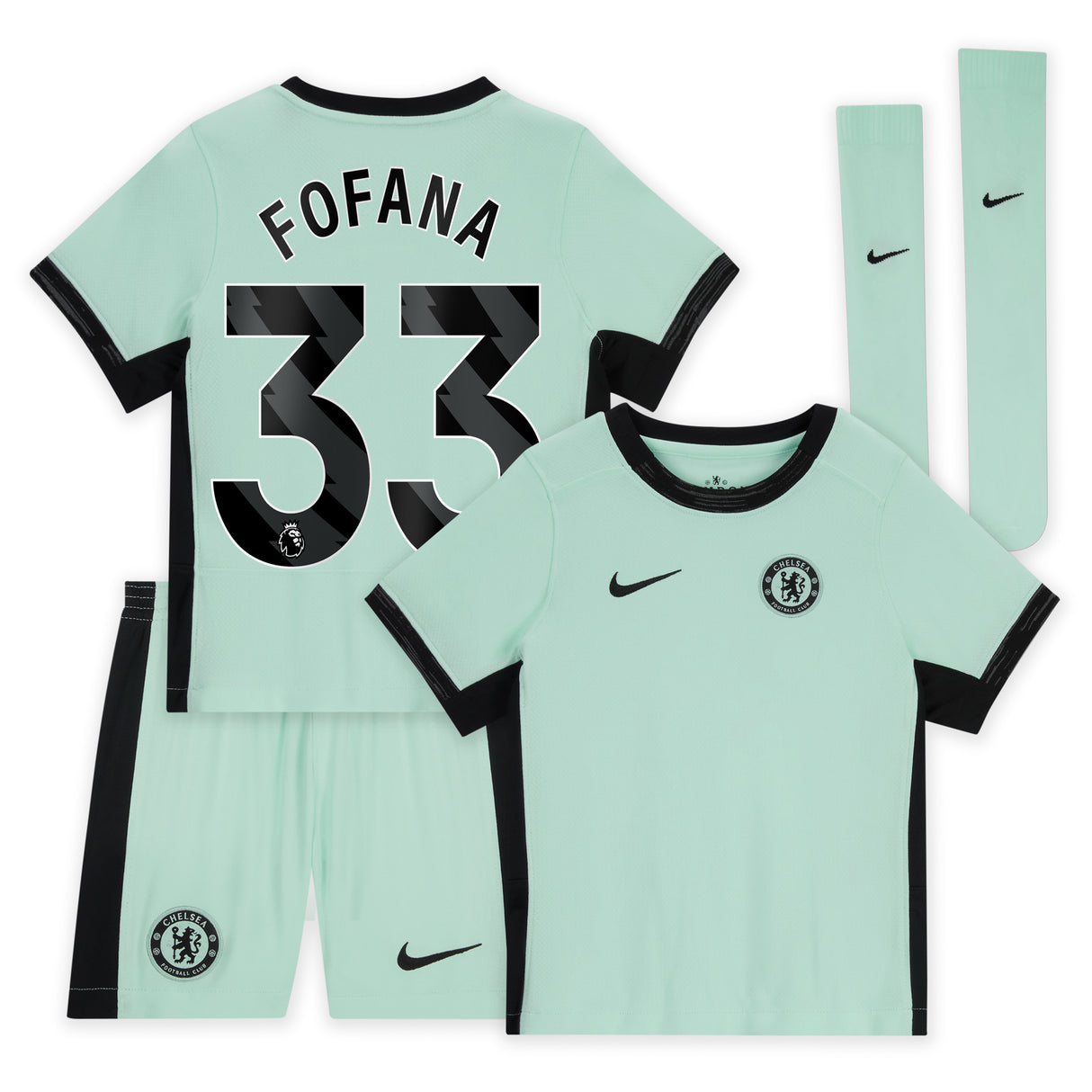 Chelsea Third Stadium Kit 2023-24 - Little Kids with Fofana 33 printing - Kit Captain