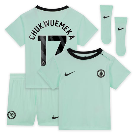 Chelsea Third Stadium Kit 2023-24 - Infants with Chukwuemeka 17 printing - Kit Captain