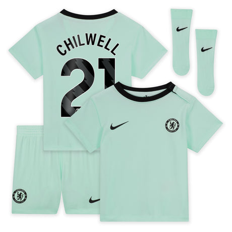 Chelsea Third Stadium Kit 2023-24 - Infants with Chilwell 21 printing - Kit Captain