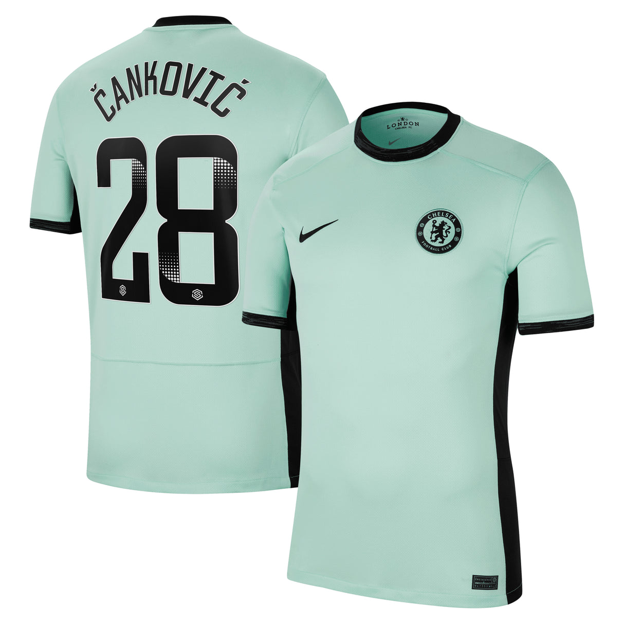 Chelsea WSL Third Stadium Shirt 2023-24 with Čanković  28 printing - Kit Captain