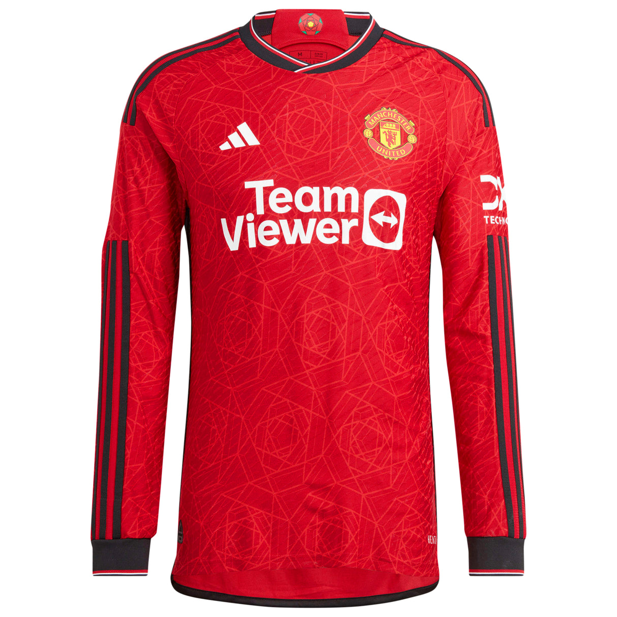 Manchester United EPL adidas Home Authentic Shirt 2023-24 - Long Sleeve with Lindelof 2 printing - Kit Captain