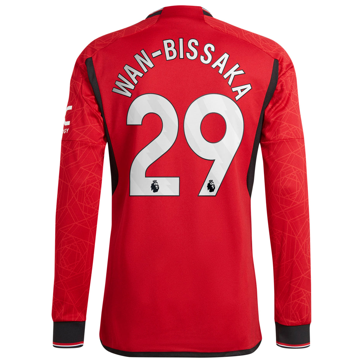 Manchester United EPL adidas Home Authentic Shirt 2023-24 - Long Sleeve with Wan-Bissaka 29 printing - Kit Captain