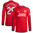 Manchester United EPL adidas Home Authentic Shirt 2023-24 - Long Sleeve with Wan-Bissaka 29 printing - Kit Captain