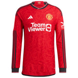 Manchester United EPL adidas Home Authentic Shirt 2023-24 - Long Sleeve with Pellistri 28 printing - Kit Captain