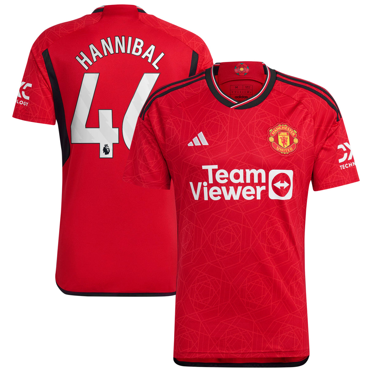 Manchester United EPL adidas Home Shirt 2023-24 with Hannibal 46 printing - Kit Captain