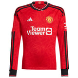 Manchester United EPL adidas Home Shirt 2023-24 - Long Sleeve with Malacia 12 printing - Kit Captain