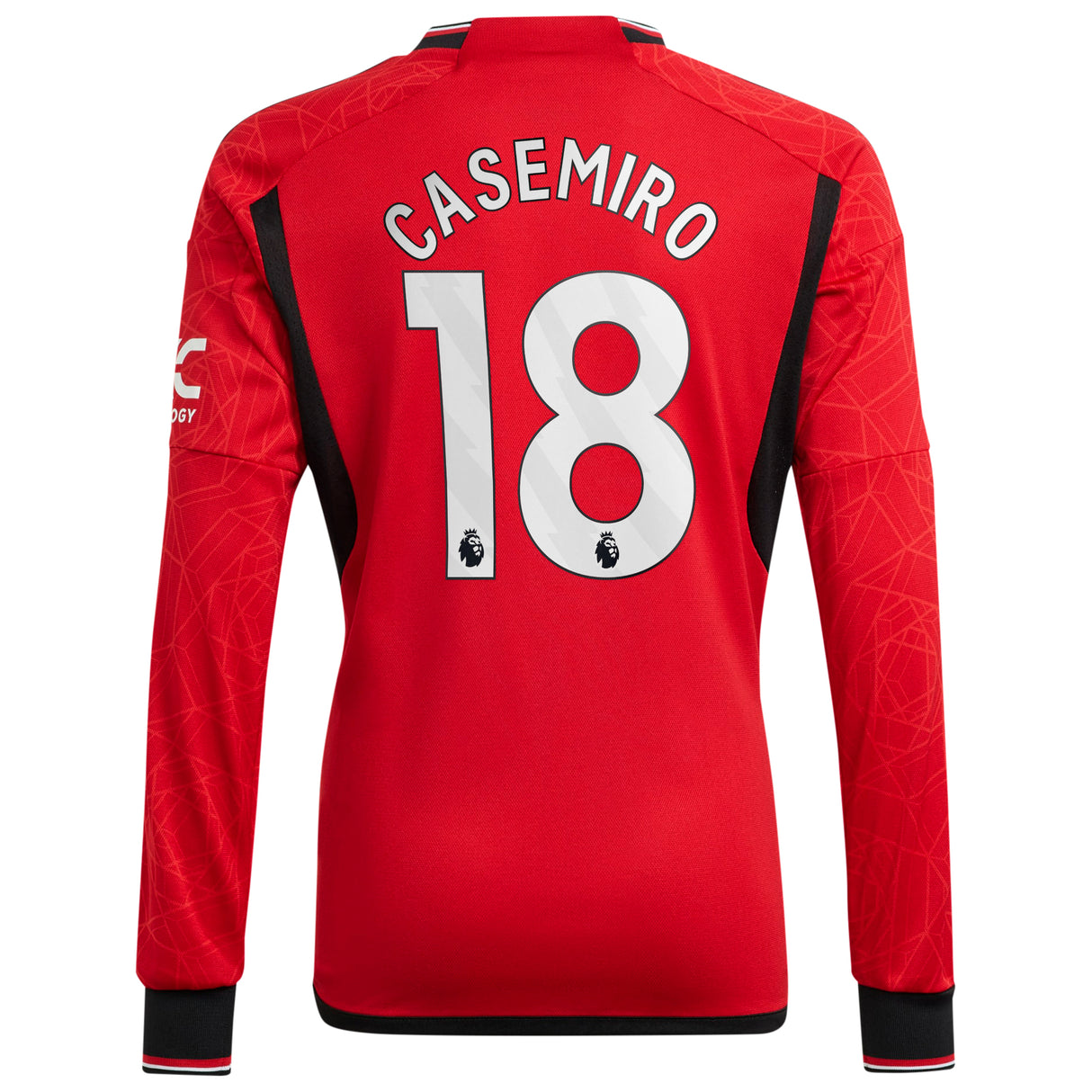 Manchester United EPL adidas Home Shirt 2023-24 - Long Sleeve with Casemiro 18 printing - Kit Captain