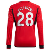 Manchester United EPL adidas Home Shirt 2023-24 - Long Sleeve with Pellistri 28 printing - Kit Captain