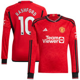 Manchester United EPL adidas Home Shirt 2023-24 - Long Sleeve with Rashford 10 printing - Kit Captain