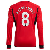 Manchester United EPL adidas Home Shirt 2023-24 - Long Sleeve with B.Fernandes 8 printing - Kit Captain