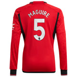 Manchester United EPL adidas Home Shirt 2023-24 - Long Sleeve with Maguire 5 printing - Kit Captain