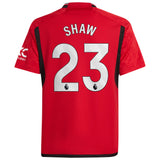 Manchester United EPL adidas Home Shirt 2023-24 - Kids with Shaw 23 printing - Kit Captain