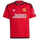 Manchester United EPL adidas Home Shirt 2023-24 - Kids with Casemiro 18 printing - Kit Captain