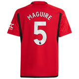 Manchester United EPL adidas Home Shirt 2023-24 - Kids with Maguire 5 printing - Kit Captain