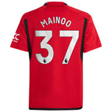 Manchester United EPL adidas Home Shirt 2023-24 - Kids with Mainoo 37 printing - Kit Captain