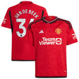 Manchester United EPL adidas Home Shirt 2023-24 - Kids with Van De Beek 34 printing - Kit Captain