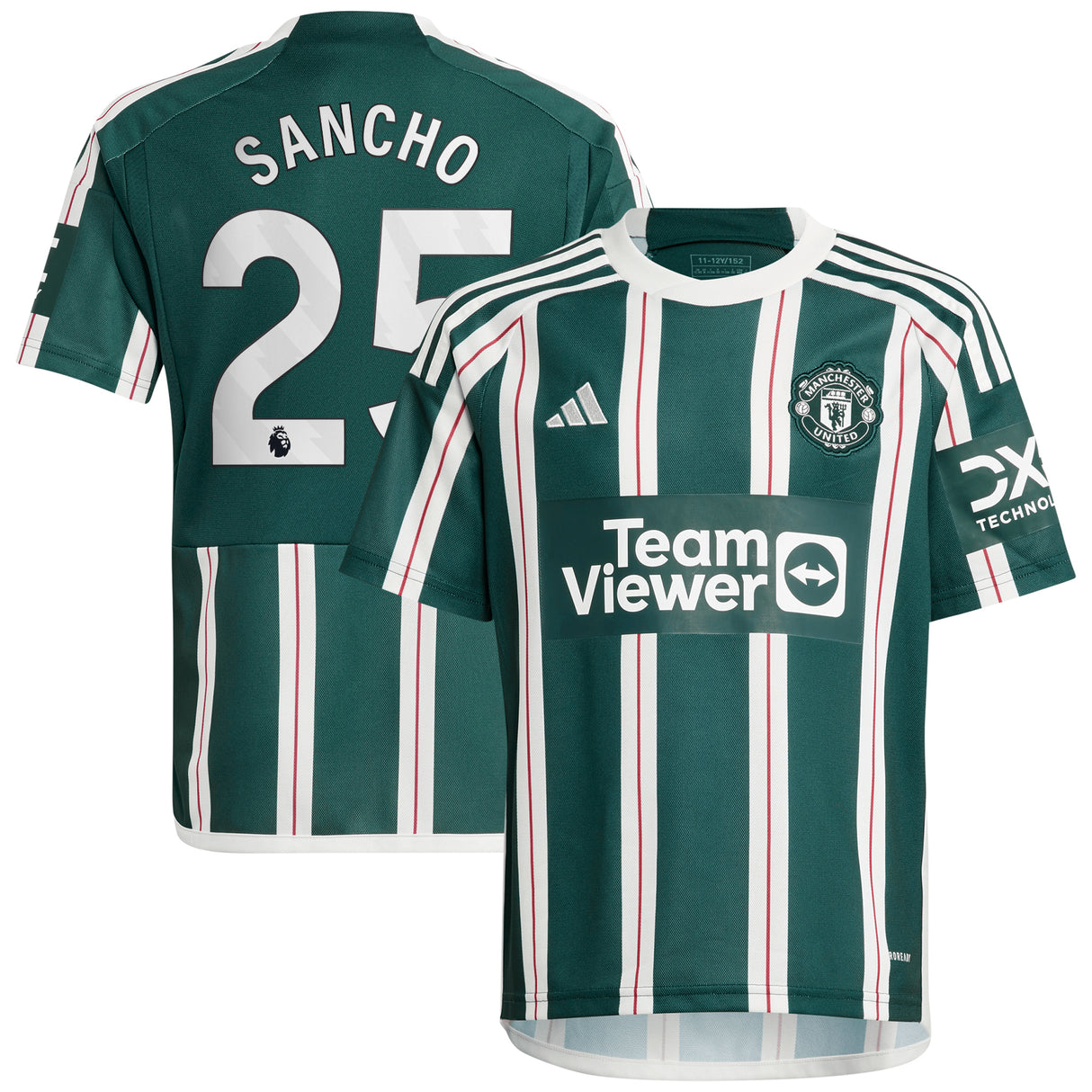 Manchester United EPL adidas Away Shirt 2023-24 - Kids with Sancho 25 printing - Kit Captain