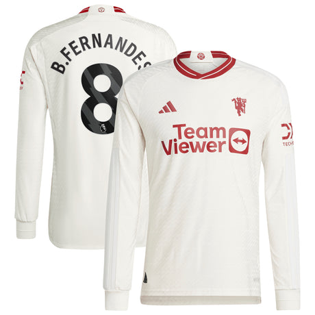 Manchester United EPL adidas Third Authentic Shirt 2023-24 - Long Sleeve with B.Fernandes 8 printing - Kit Captain