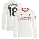 Manchester United EPL adidas Third Shirt 2023-24 - Long Sleeve with Casemiro 18 printing - Kit Captain