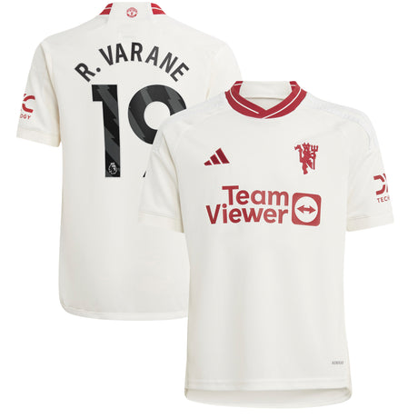 Manchester United EPL adidas Third Shirt 2023-24 - Kids with R. Varane 19 printing - Kit Captain