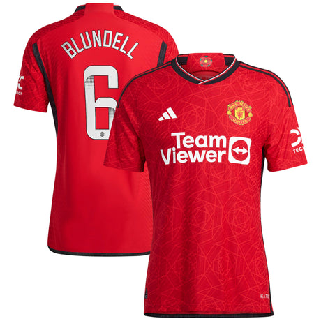 Manchester United WSL adidas Home Authentic Shirt 2023-24 with Blundell 6 printing - Kit Captain