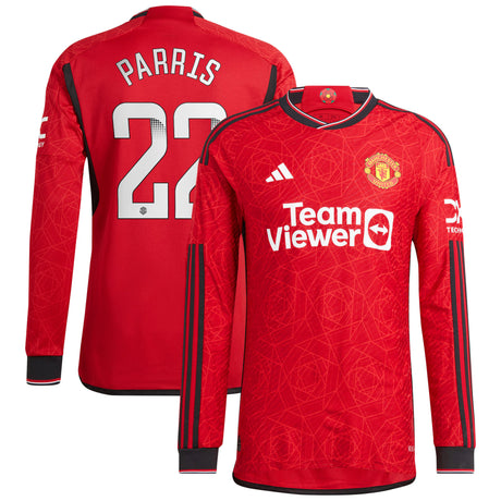 Manchester United WSL adidas Home Authentic Shirt 2023-24 - Long Sleeve with Parris 22 printing - Kit Captain