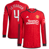 Manchester United WSL adidas Home Authentic Shirt 2023-24 - Long Sleeve with Le Tissier 4 printing - Kit Captain